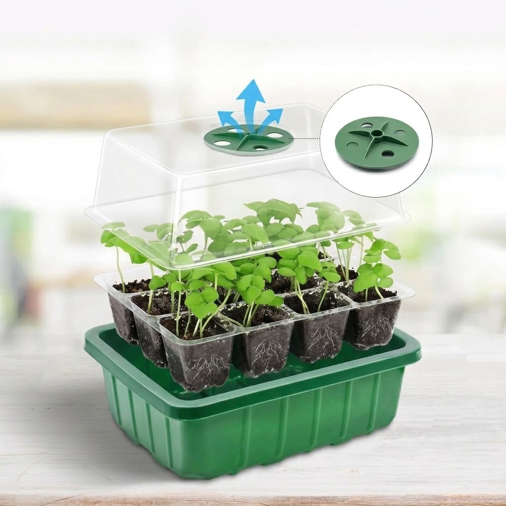 Seed Starter Tray - Регулируемые куполы для контроля влажности, прозрачные