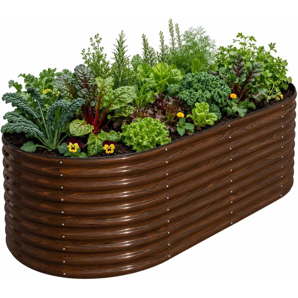 Raised Garden Bed - Высокая овальная грядка-клумба 8x4x3 фута (36