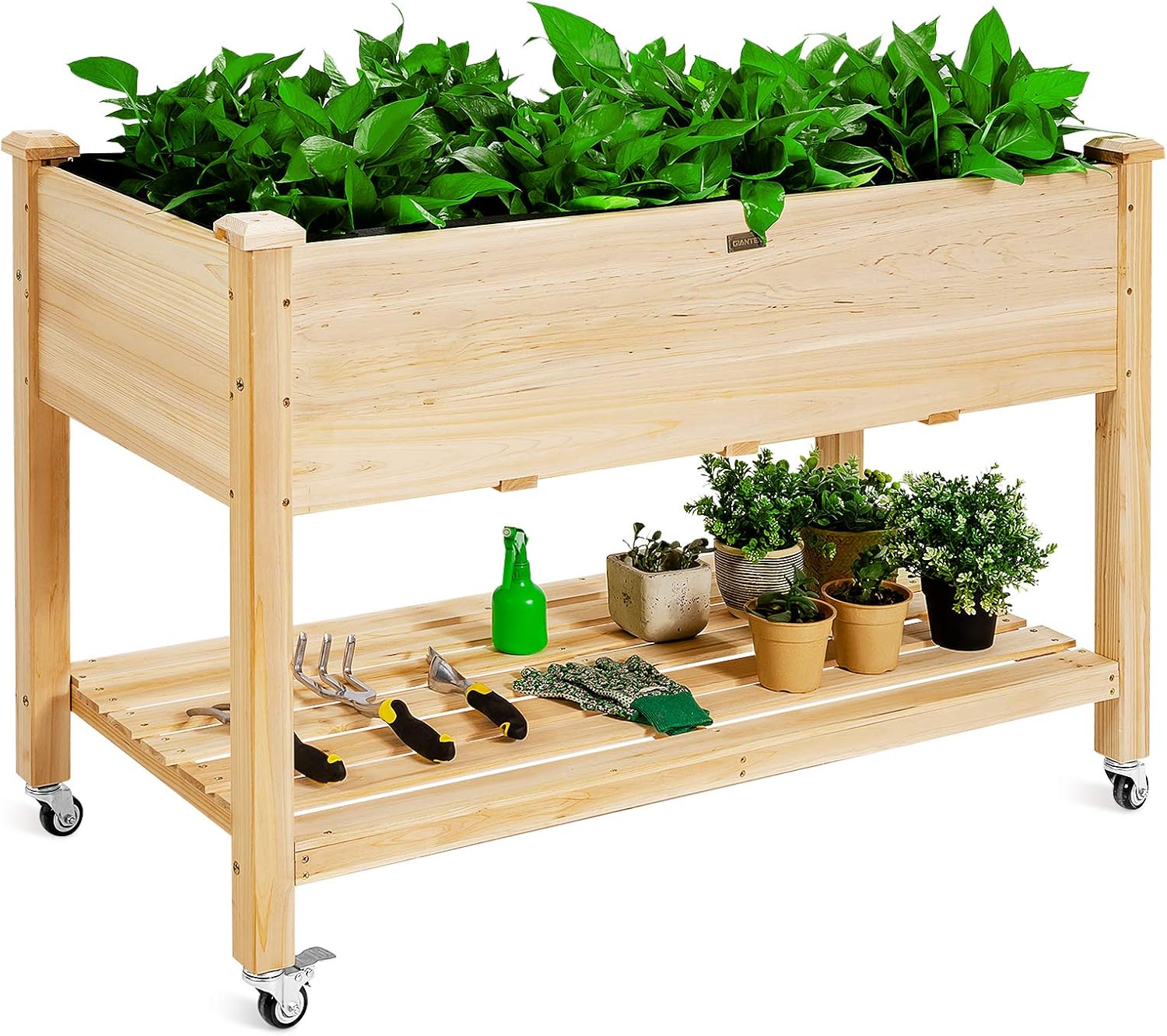 Raised Garden Bed - Деревянная приподнятая грядка на колесах для